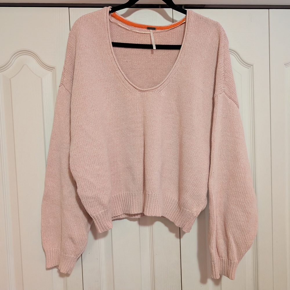 Free People Soft Pink Scoop Neck Sweater